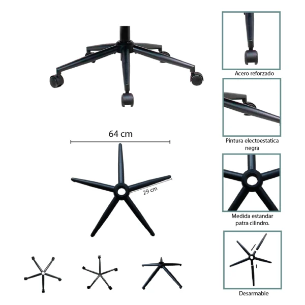 Base Metálica Negra Para Silla 64 cm - Image 9