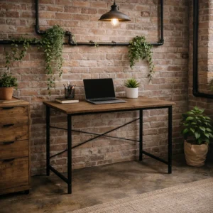 Escritorio Ark negro con silla ergonómica para home office