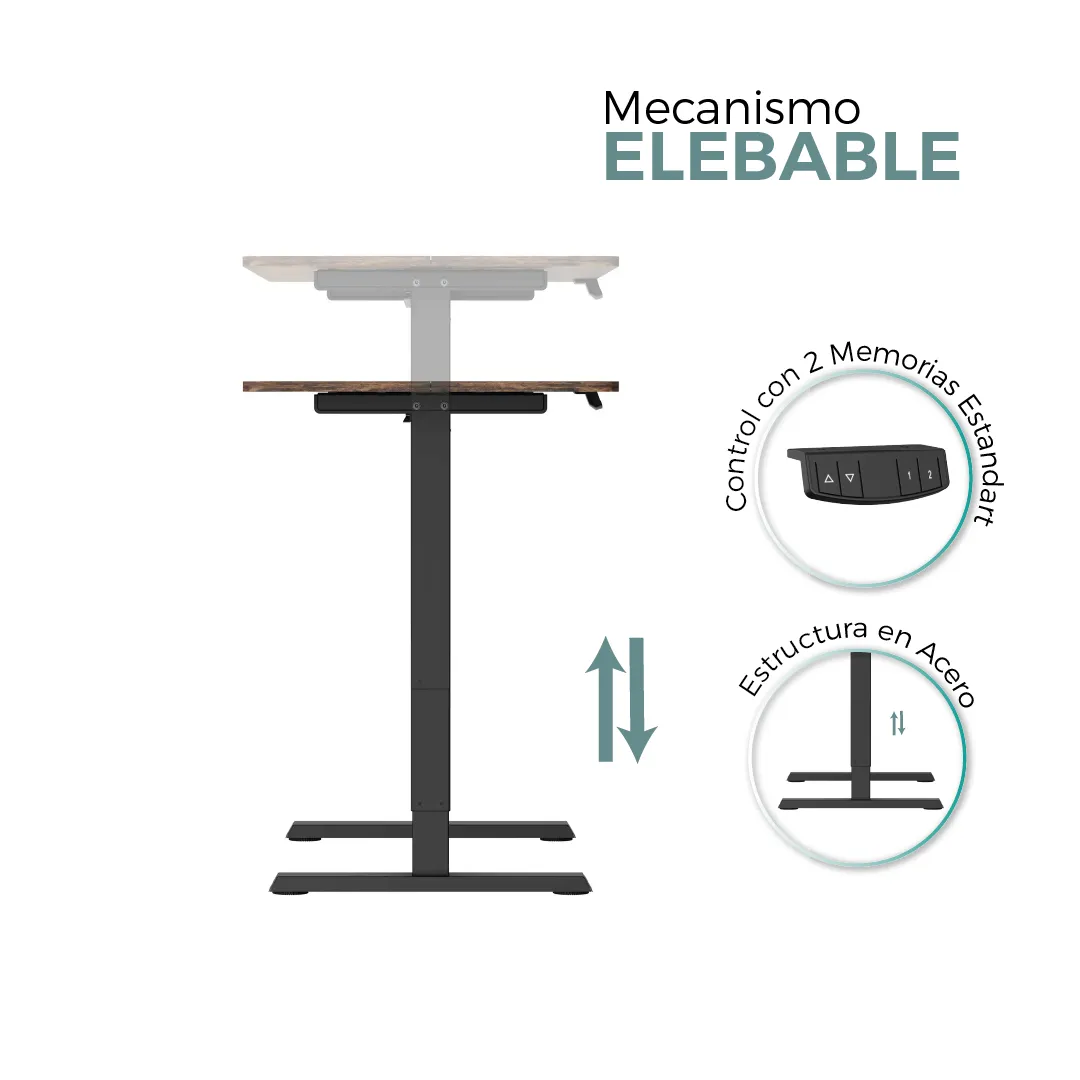 Escritorio ajustable en altura rustico