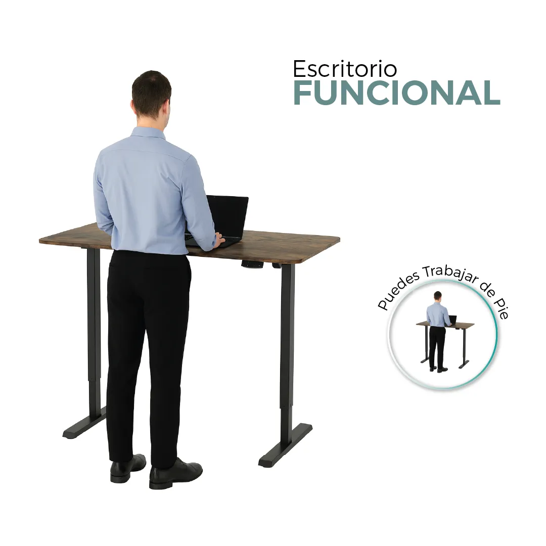 Escritorio ajustable en altura rustico