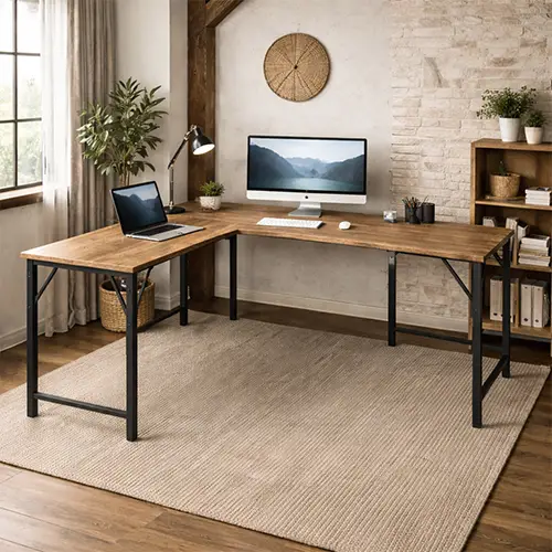 Escritorio en L rustico